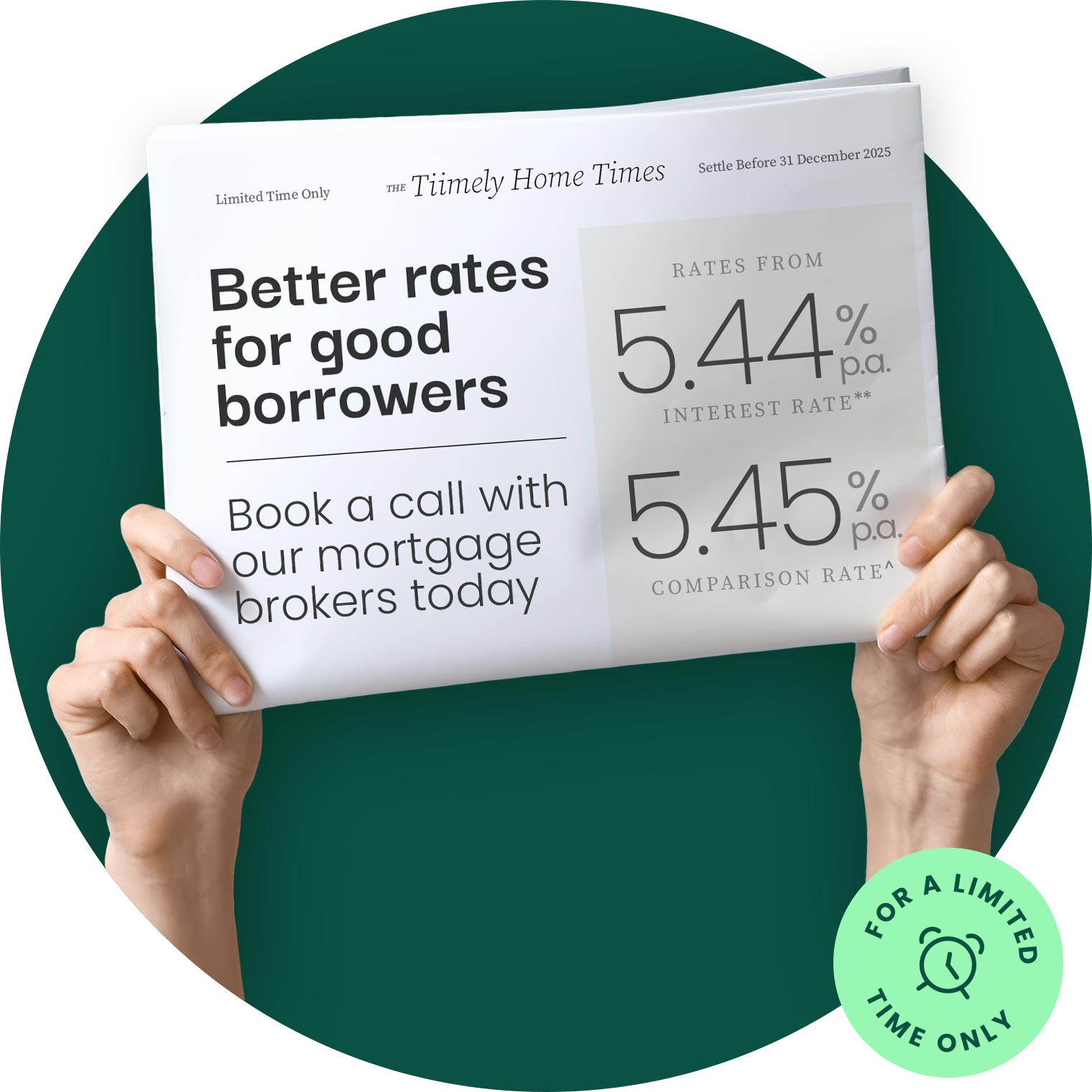 Hands holding up newspaper showcasing interest rates