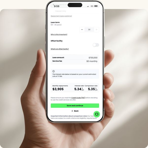 A person uses the Tiimely Home application form on a smartphone
