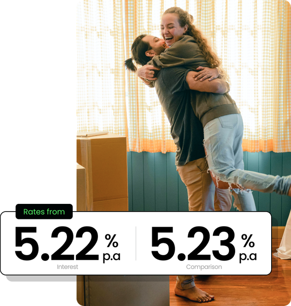 Couple hugging Rates from 5.22% | 5.23%