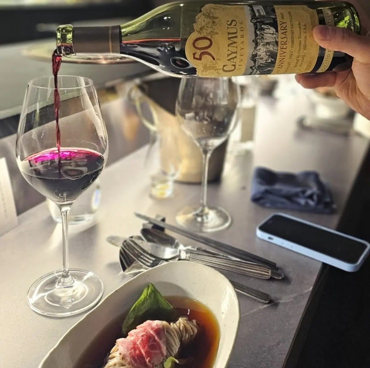 A KUT SEOUL table pairing Hanwoo and wine