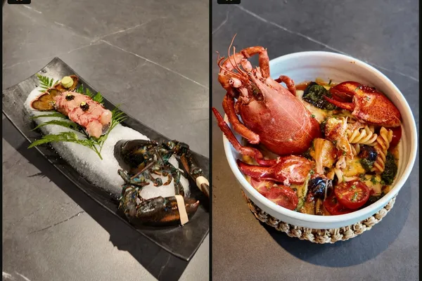 Live lobster sashimi with caviar — the R KUT (Royal Course) signature at KUT SEOUL