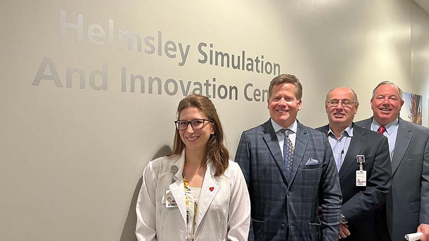 Erin VanKirk, MSN, RN, Renown Health Director of Nursing Education; Mitch Krebs, Program Director at Helmsley Charitable Trust; Dr. Graf, Renown Health CEO; Greg Walaitis Renown Health Chief Development Officer.