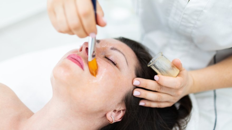 Woman enjoying a Gel Facial Peel treatment