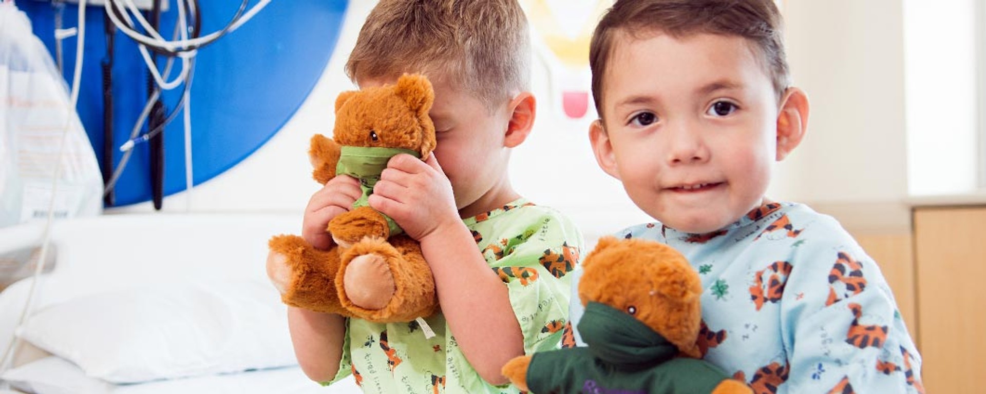 Adorable little patients at Renown cuddling teddy bears