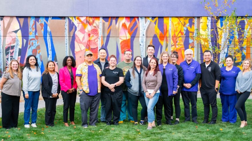 The Renown Crisis Care Center team stands in Fianna's healing garden at Renown Regional