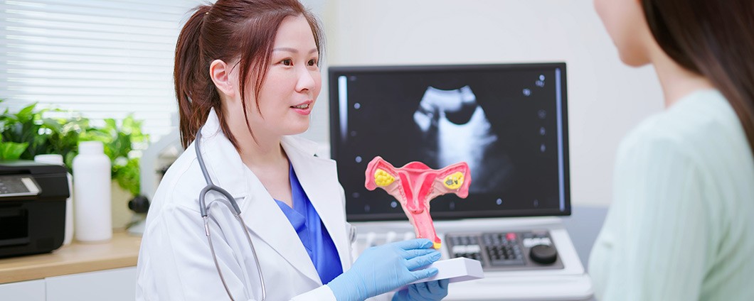 Provider explaining endometriosis symptoms to a patient