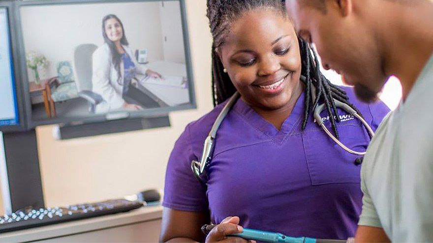 Renown medical provider assists patient with telecardiology appointment