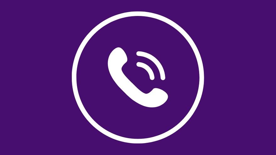 White phone icon on purple background