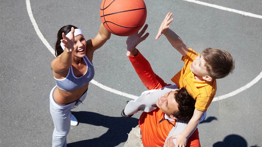 People playing basketball
