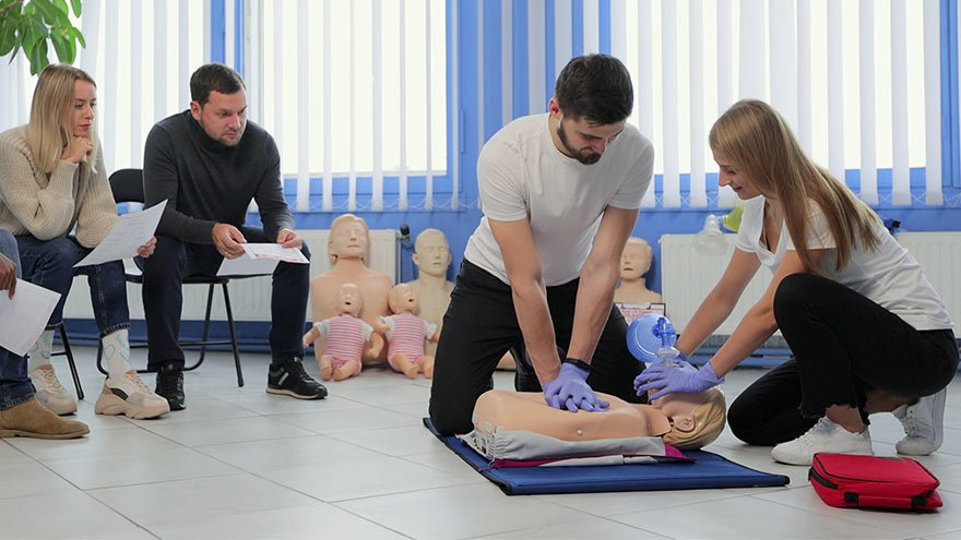 Students in EMT training