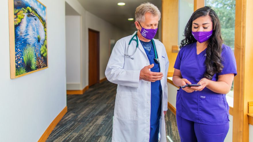 Doctor mentoring a nurse