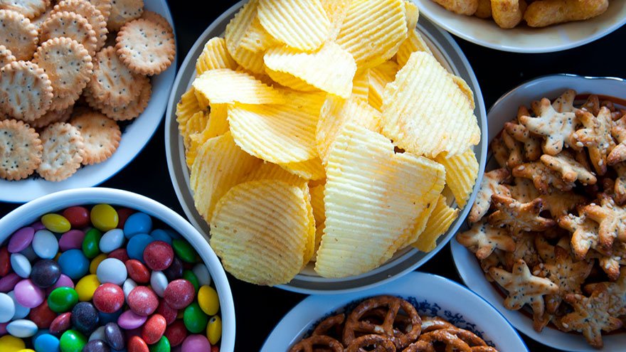 Snacks in bowls