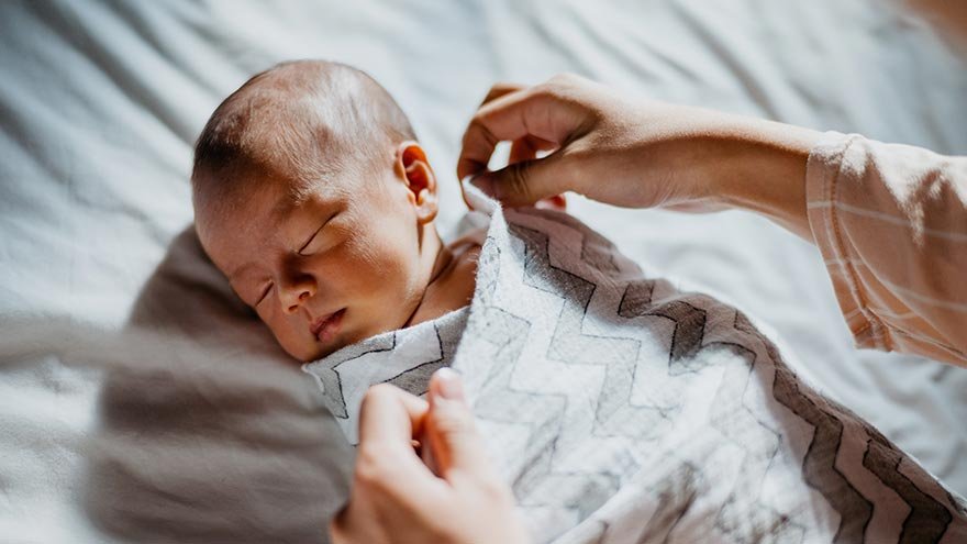 Baby sleeping in safe position