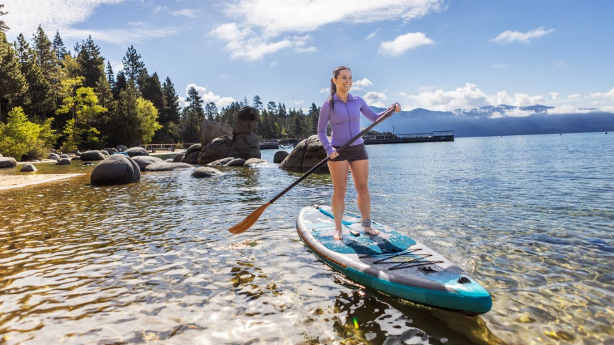 Woman on paddleboard at Lake Tahoe