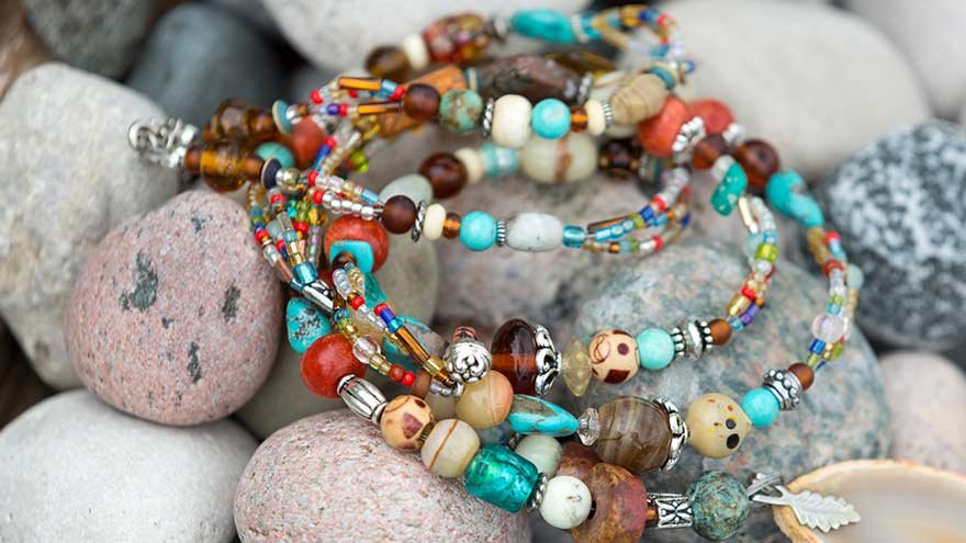 Jewelry lying on rocks