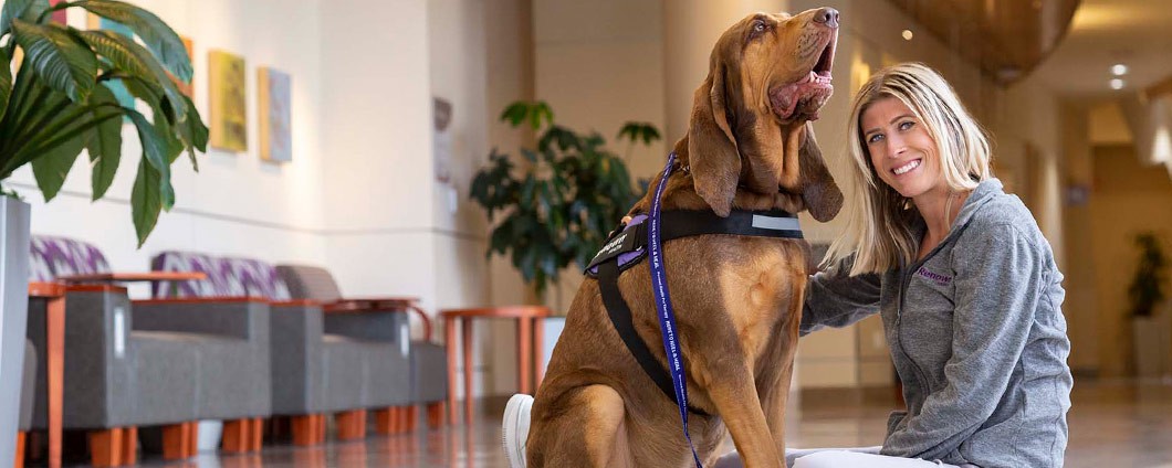 Patient with therapy dog