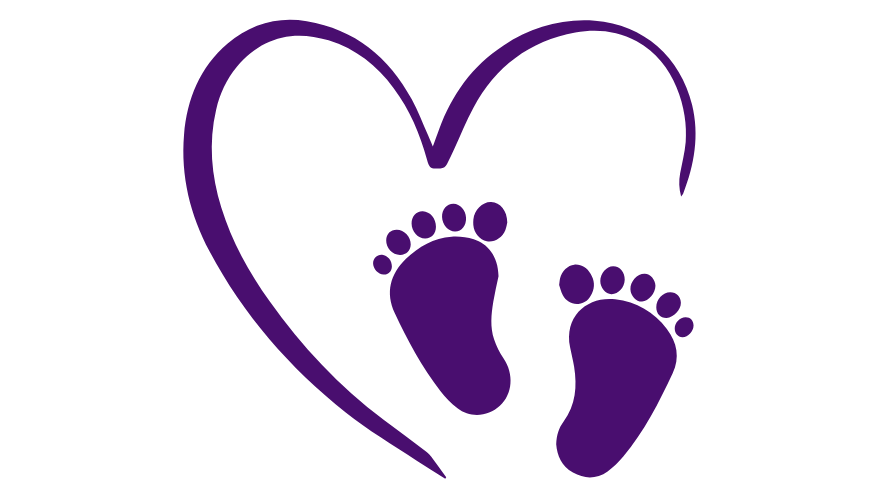 Baby feet in heart icon