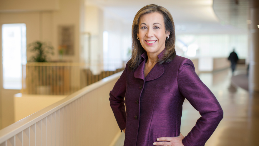 Suzanne Hendery poses for a professional photo at Renown Regional Medical Center.