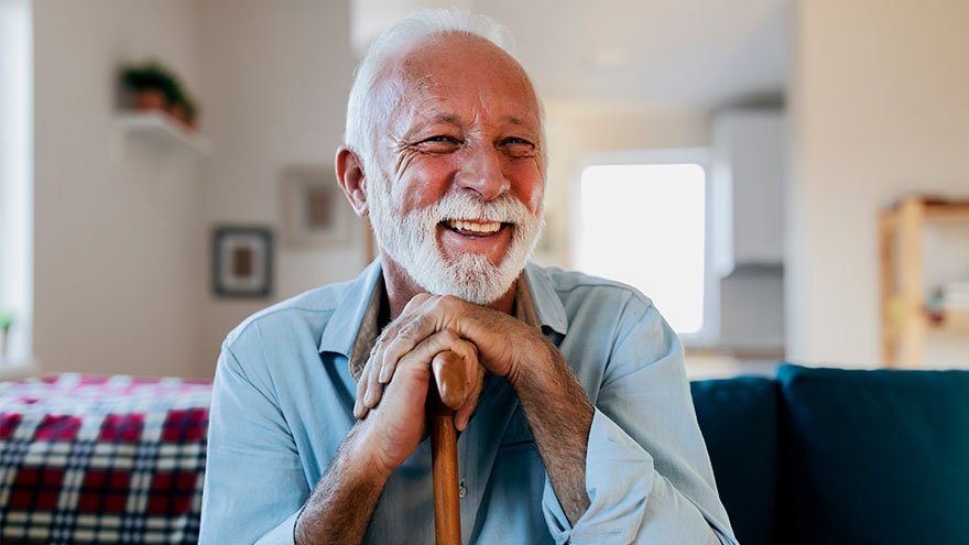 Elderly man smiling