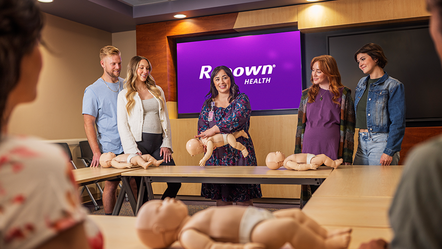 Expectant parents at a Renown childbirth class