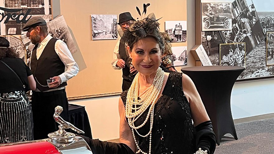 Susie Meinzer wearing pearls