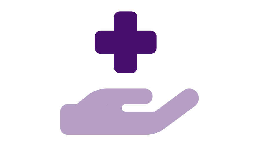 Icon hand holding medical symbol