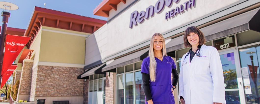 Renown providers posing outside of Renown Medical Group, Summit Mall