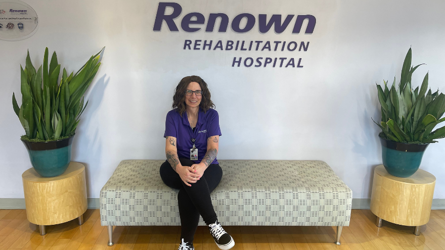 Jodee Elder smiles for the camera at Renown Rehabilitation Hospital.