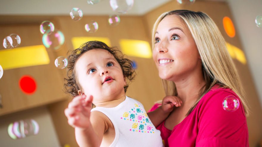 Lady holding a baby