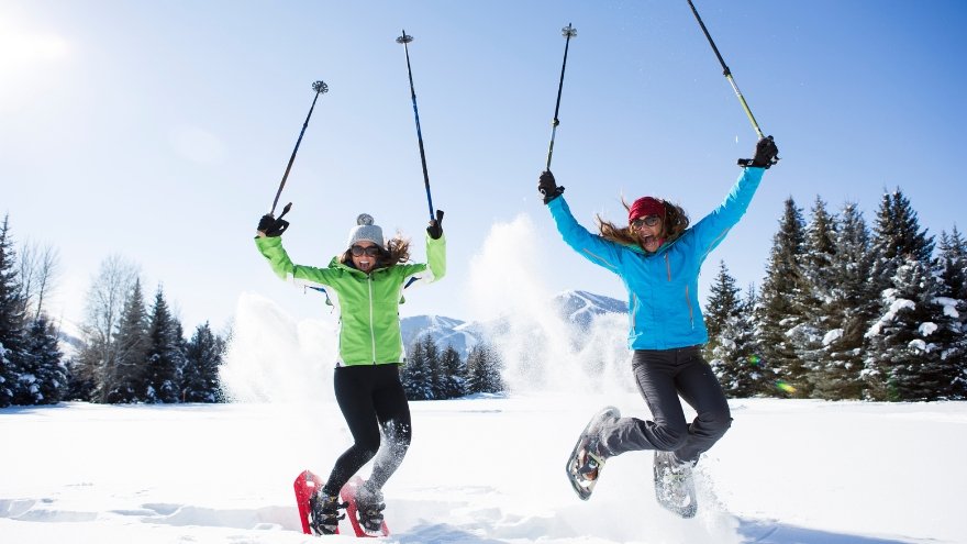 Ladies snowshoeing