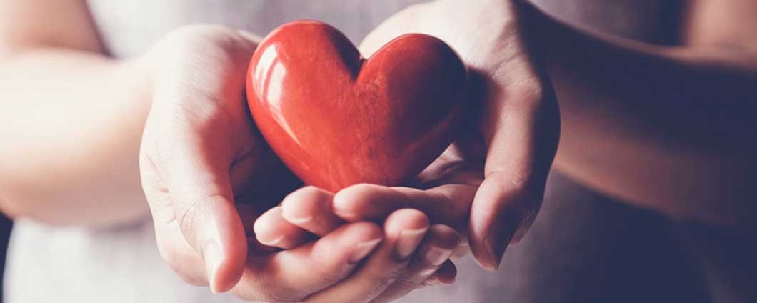 Heart ornament in cupped hangs