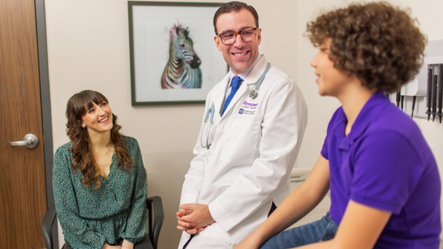 Renown Pediatrician with a mother and her son.
