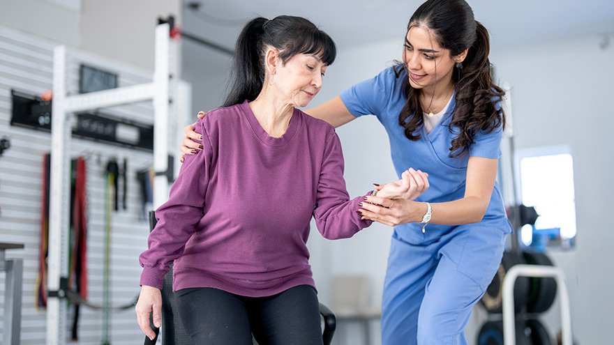 Physical Therapy Session with Senior Woman