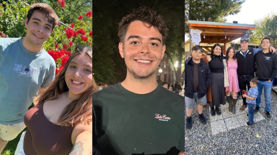 A three-panel collage of Michael Bricker and his family.