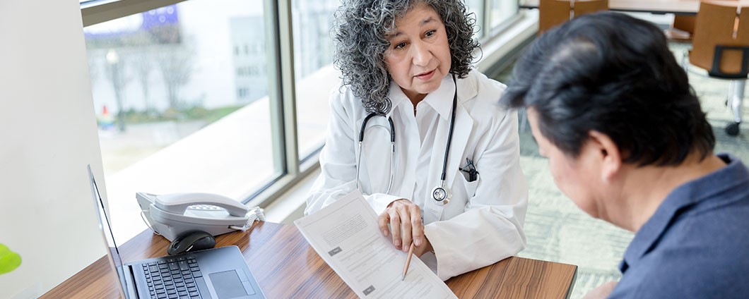 doctor and patient reviewing results