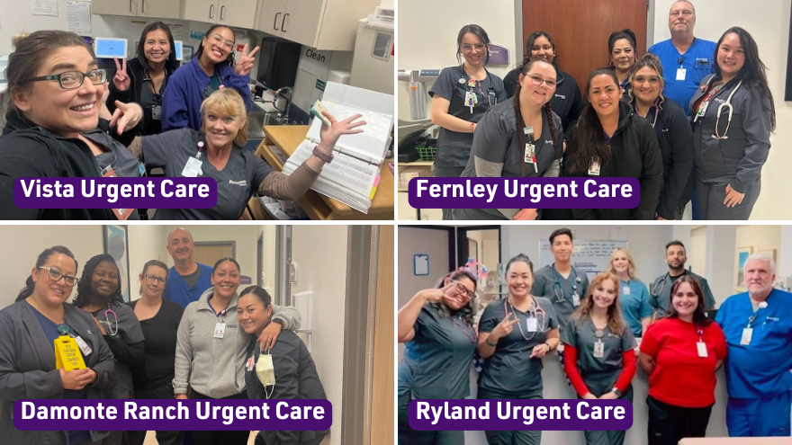 A collage of different Renown Urgent Care teams.