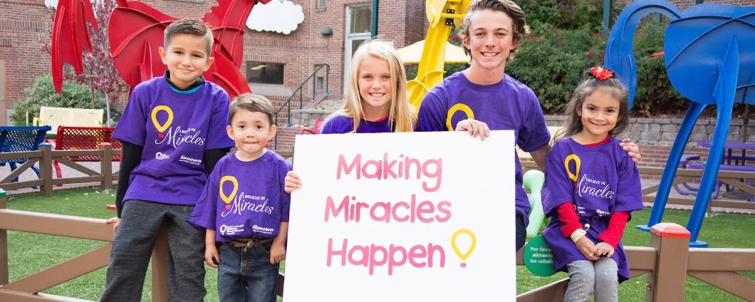 Renown Children's Hospital patients holding Making Miracles Happen sign