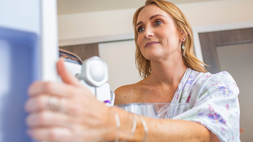 Patient getting a mammogram