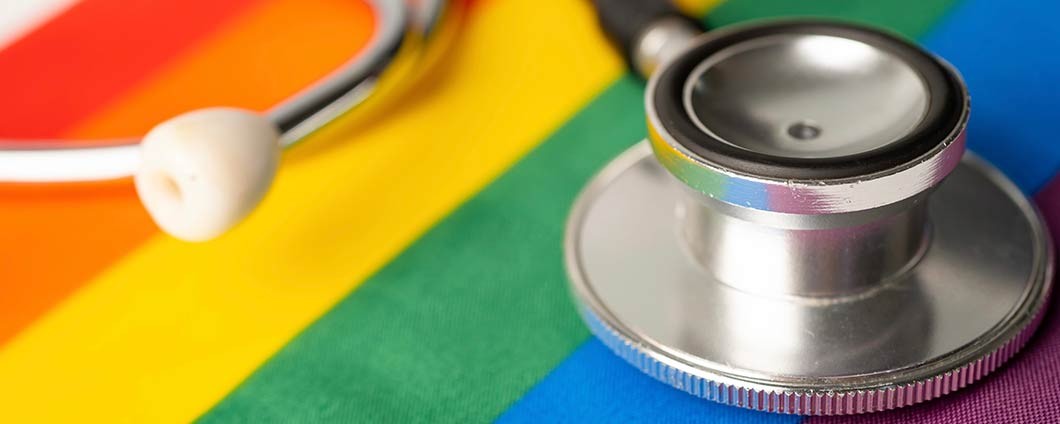 Stethoscope on pride day flag