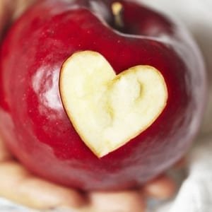 Apple with a heart cutout