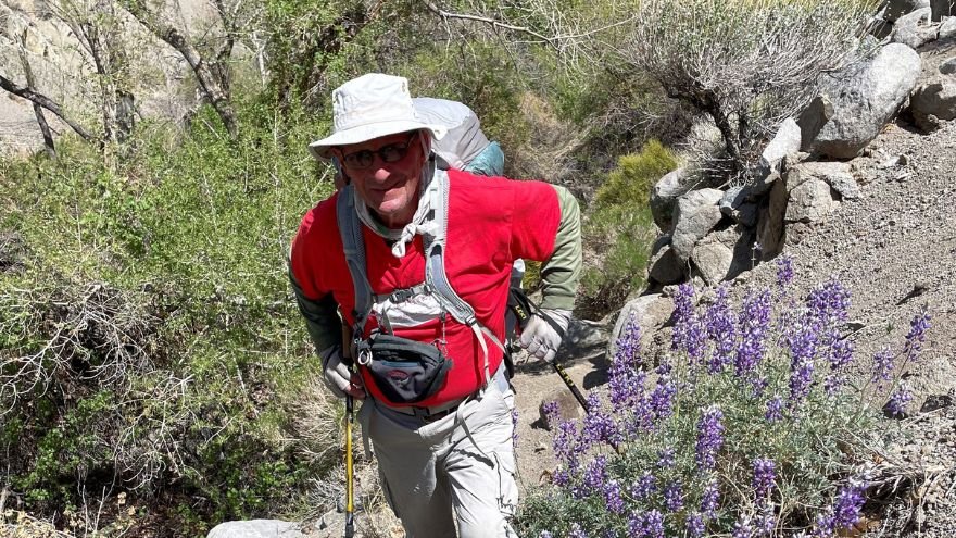 Senior man hiking
