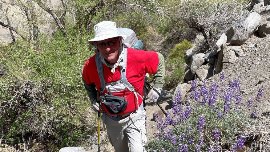 Man hiking in mountains