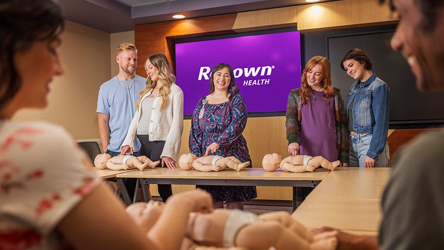 Expecting parents taking a class at Renown Health