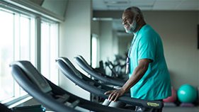 man walking on treadmill