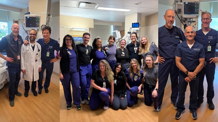 Nurses, techs and providers in the Intermediate Care Unit pose for photos at Renown Regional Medical Center.