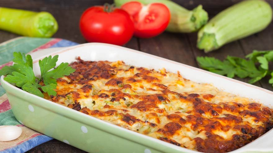 deconstructed zucchini manicotti dish