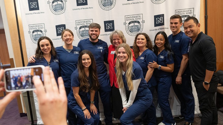 A group of UNR Nursing students pose for the camera