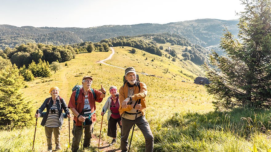 Seniors hiking