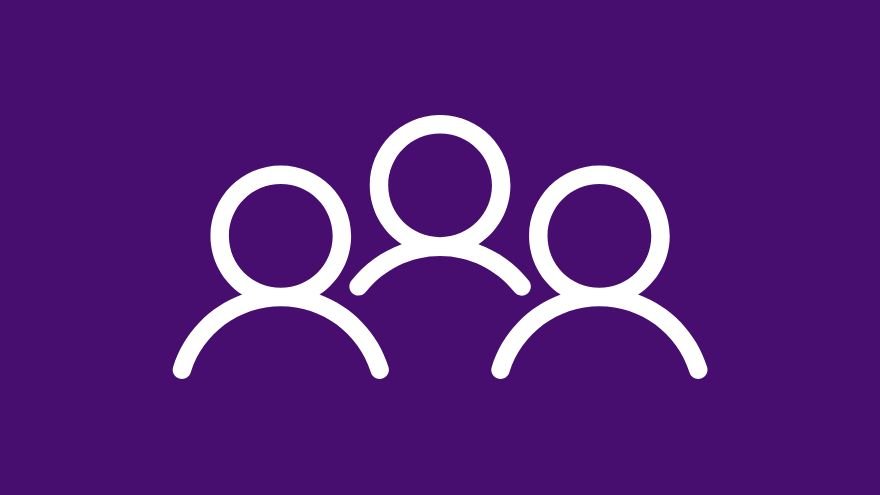 White people icon on purple background