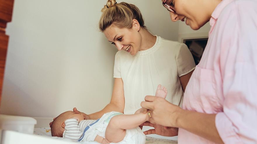 Baby getting a diaper change